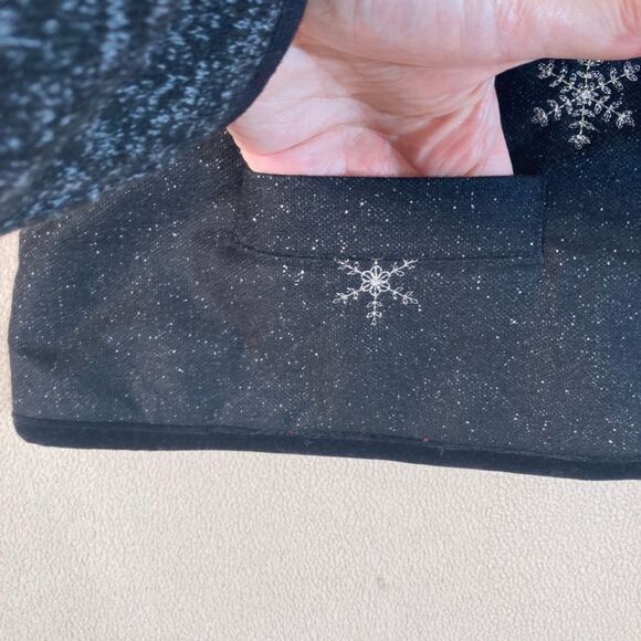 Talbots Christmas Grandmacore Sweater Vest L Dark Grey Wool Blend Embroidered - Picture 7 of 10